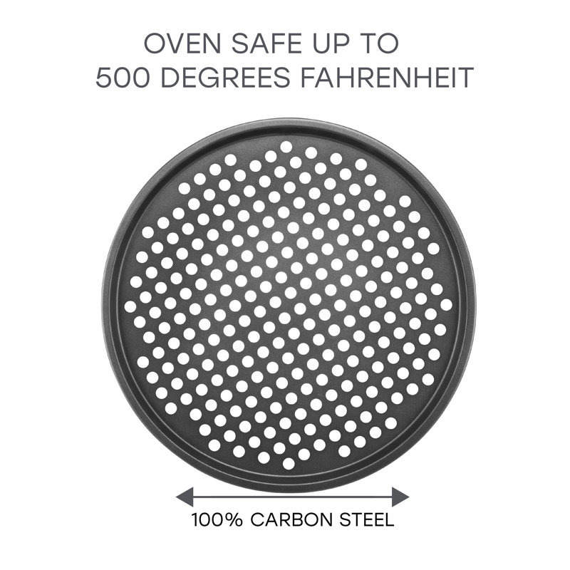 Kitchen Details 13-Inch Nonstick Carbon Steel Pizza Crisper Pan