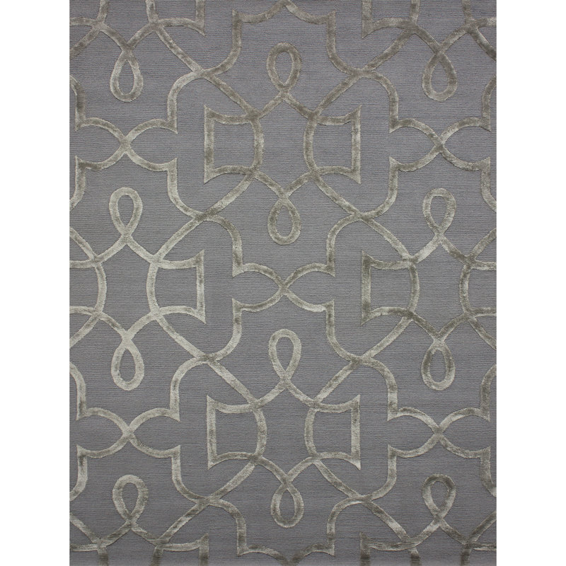 Geometric Area Rug in Gray/Sterling, Rectangle 9' x 12'