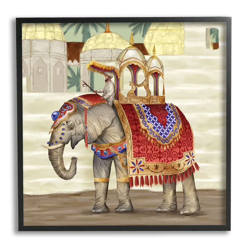 «Elephant Parade Eastern», impression sur toile, H 12 po x l 12 po x P 1,5 po, Giclée encadrée noir minuit