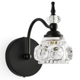  1-Light Vintage Vanity Light Fixture with Flower Crystal Glass Shade