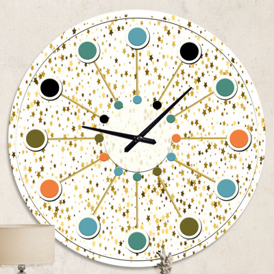 Golden Glitter Confetti - Mid-Century Modern wall clock