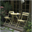 Ensemble bistro 3 pièces de table ronde pliable et chaises, jaune-2107485249