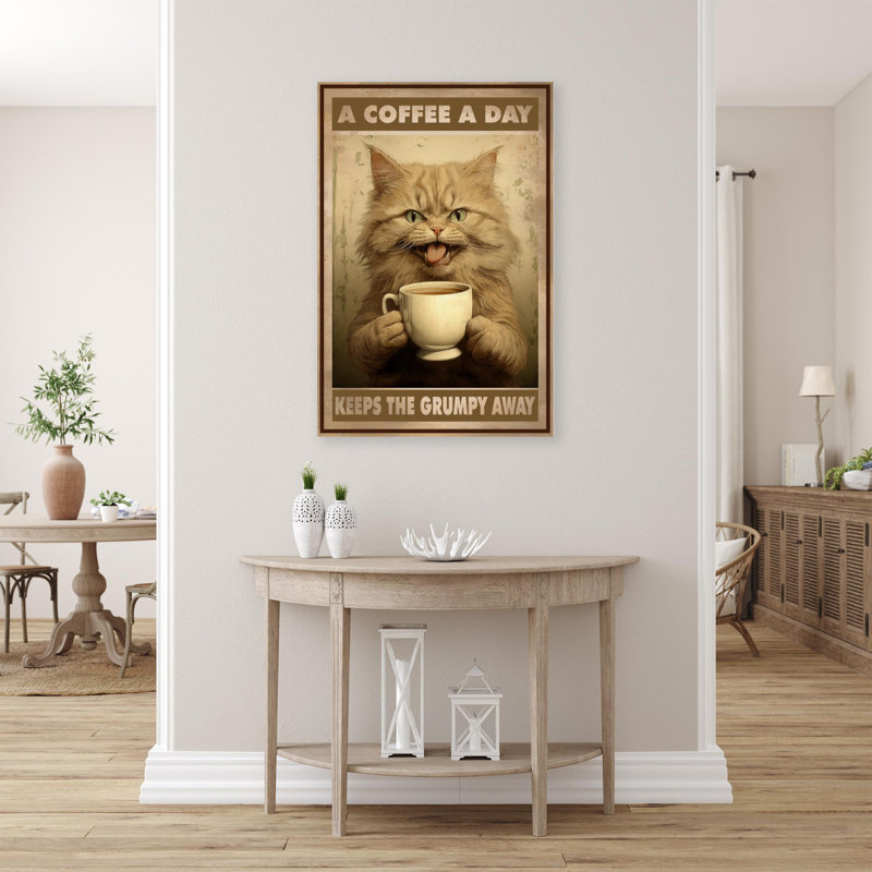 " Cat A Coffee A Day ", 36" H x 24" W x 1.25" D