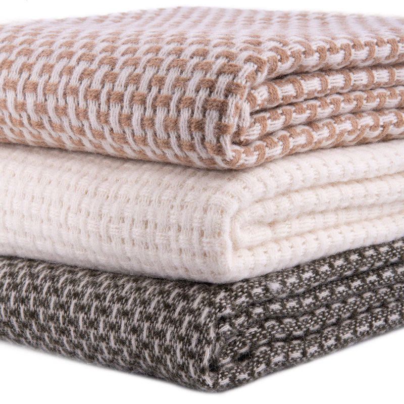 Waffle Throw Blanket, Ivory/White