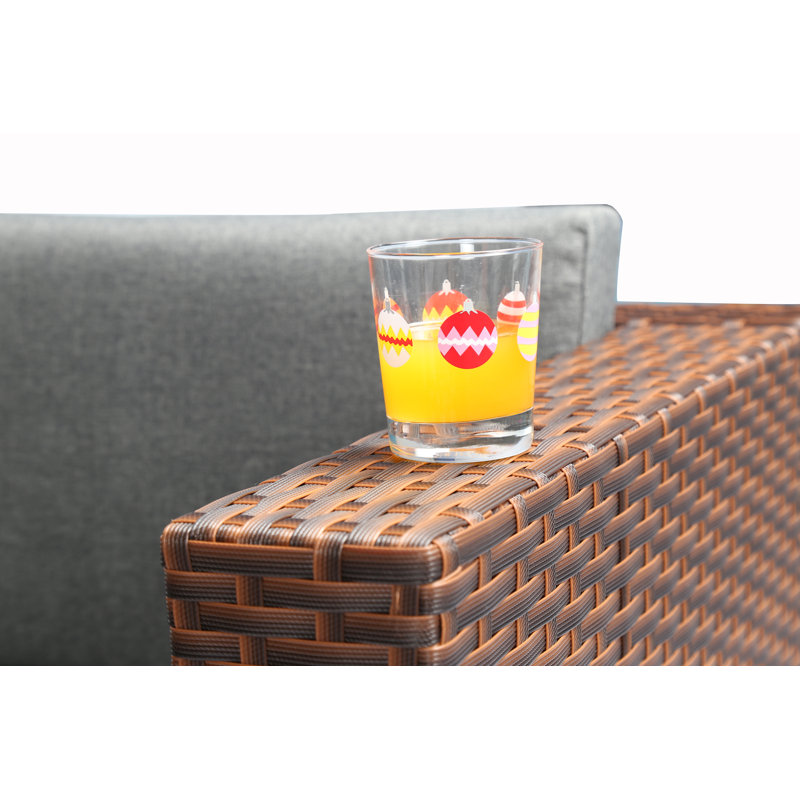Ensemble de conversation modulaire en rotin avec coussins 4 pièces Cotswald, Brun