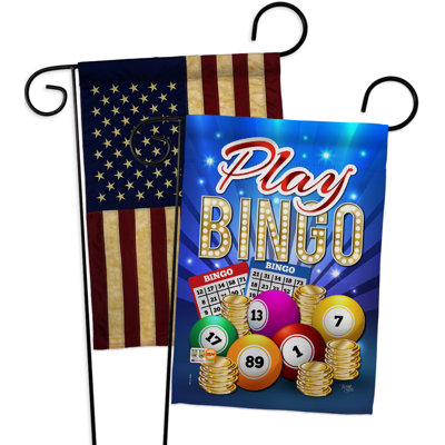 Ensemble de drapeaux de jardin 2 faces h 18,5 po x l 13 po play bingo