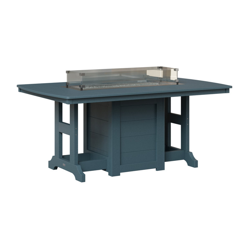 Berlin Gardens Garden Classic 72″ Fire Pit Dining Table, Slate, 30.87" H x 44" W x 72" D