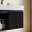 Meuble-lavabo de salle de bain 24 po EIDEN, meuble de rangement flottant, comptoir en pierre frittée blanc Carrara et lavabo en céramique avec 1 trou de robinet pré-percé, démonté, sans robinet et ensemble de drain, couleur noire-358519982-358519983
