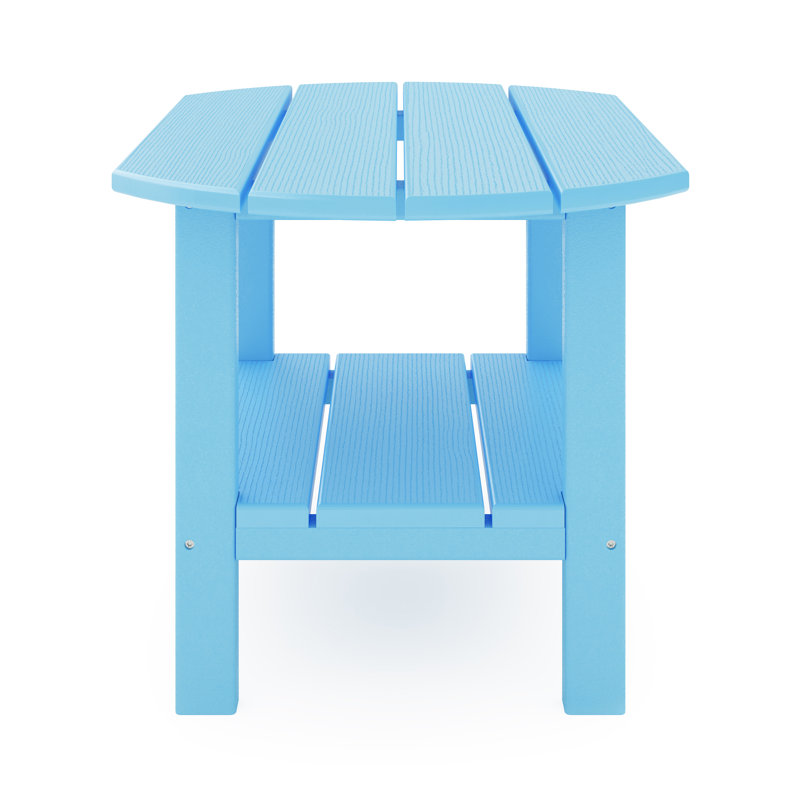 Table d'appoint ovale d'extérieur Ippolito, Bleu d'été, Bleu d'été