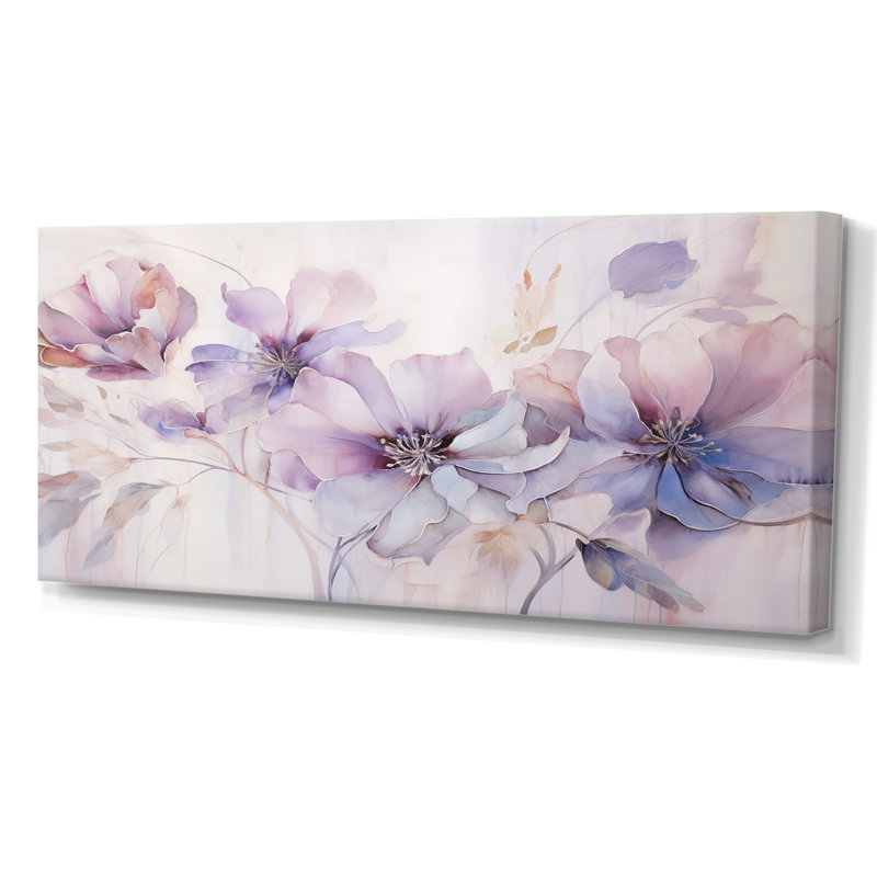Mauve Botanical Whispers I - Abstract Botanicals, reproduction d'art encadrée, Toile tendue, H 28 po x l 60 po