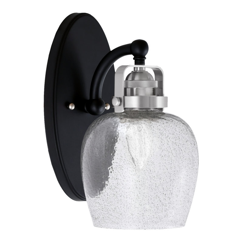 Easton Wall Sconce With 6" Smoke Bubble Glass, Matte Black/Brushed Nickel