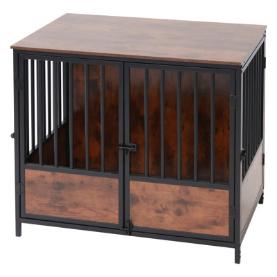 37.4" W Dog Crate End Table, Furniture Style Wooden Pet Kennel With Double Lockable Doors, Decorative Indoor Dog Cage For Medium Large Dogs