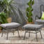 Table d'extérieur moderne gris - largeur de l'emballage de 20,5 po, fer et plastique, coussins d'eau, polyvalent, assemblage nécessaire en fer et en plastique, H 23,55 po x l 18,17 po, H 14,94 po, coussins avec attaches, polyvalent