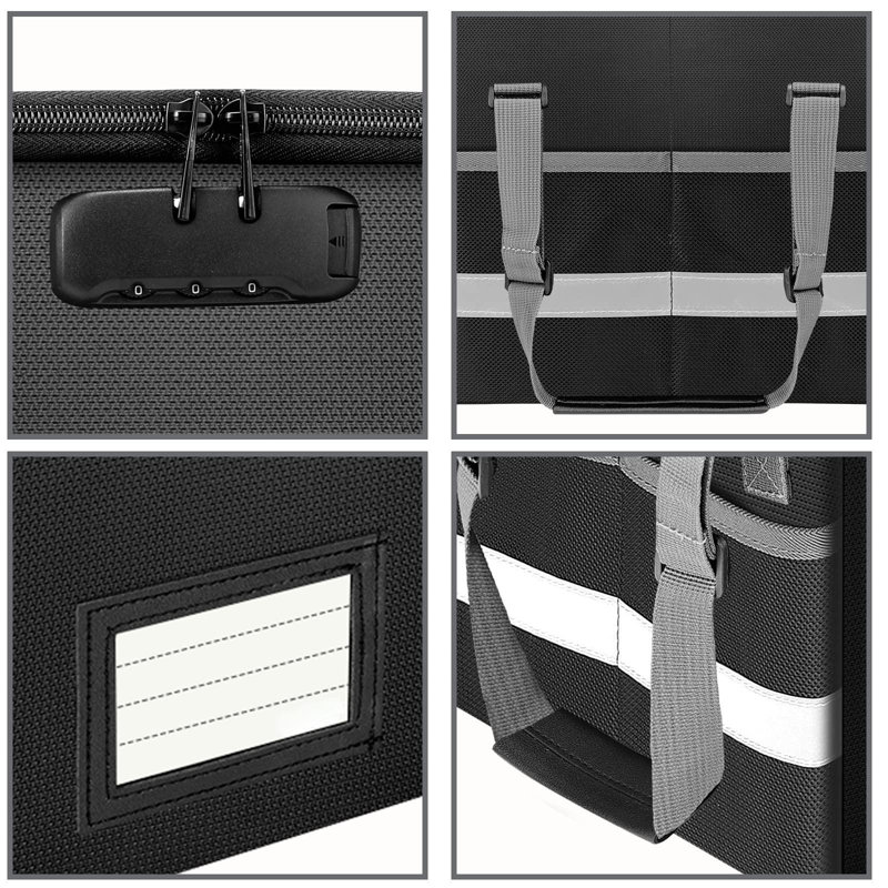 File Box With Lock,Fireproof Box File Storage Organizer Anti-Static Box,Collapsible Fireproof Document Box Filing Box With Handle,Portable Home Office Safe For Hanging Letter/Legal Folder