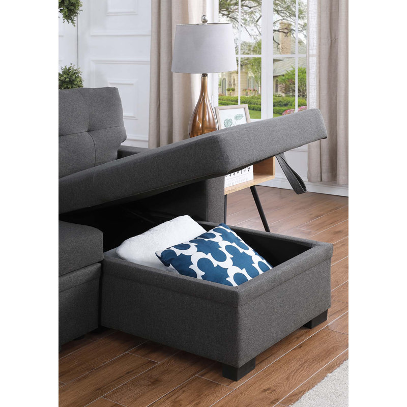 2 - Piece Upholstered Sectional Sofa, Dark Gray Linen