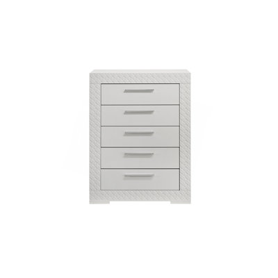 Commode 5 tiroirs en bois blanc Blanca