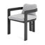 Chaise de patio d'extérieur en aluminium Pula, ensemble de 2, finition noire avec coussin gris-2081810966