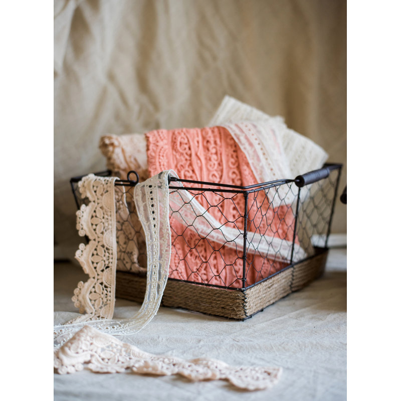 Gracie Oaks Decorative Basket, 12.8" H x 11.8" W x 9.8" D