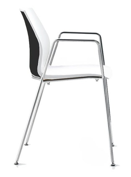 Chaise d'invité à 4 pieds Vortex, Noir / blanc