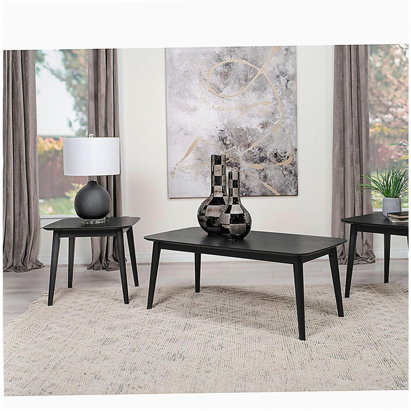 Bivens Black 3-piece Rectangular Coffee Table Set