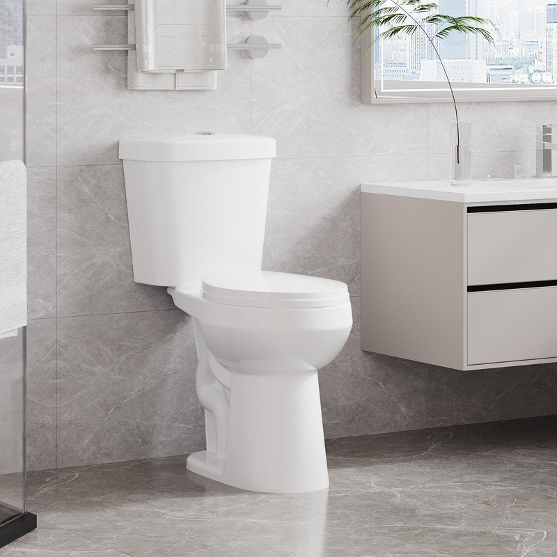 Toilette ronde deux pièces de 19 po de hauteur ADA - 1,28 GPF, siège à fermeture en douceur, certifié CUPC