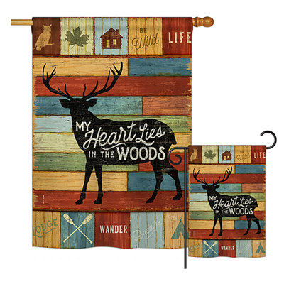 Mon cœur se trouve dans le bois "" en polyester vertical 40 x 28" en bois vertical "house" ensemble de drapeau