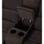 Fauteuil inclinable en chenille brun avec 3 sièges, poignée à loquet externe, siège à ressort sinueux et base en métal pour mécanisme de distribution de personnes, console avec porte-gobelet
