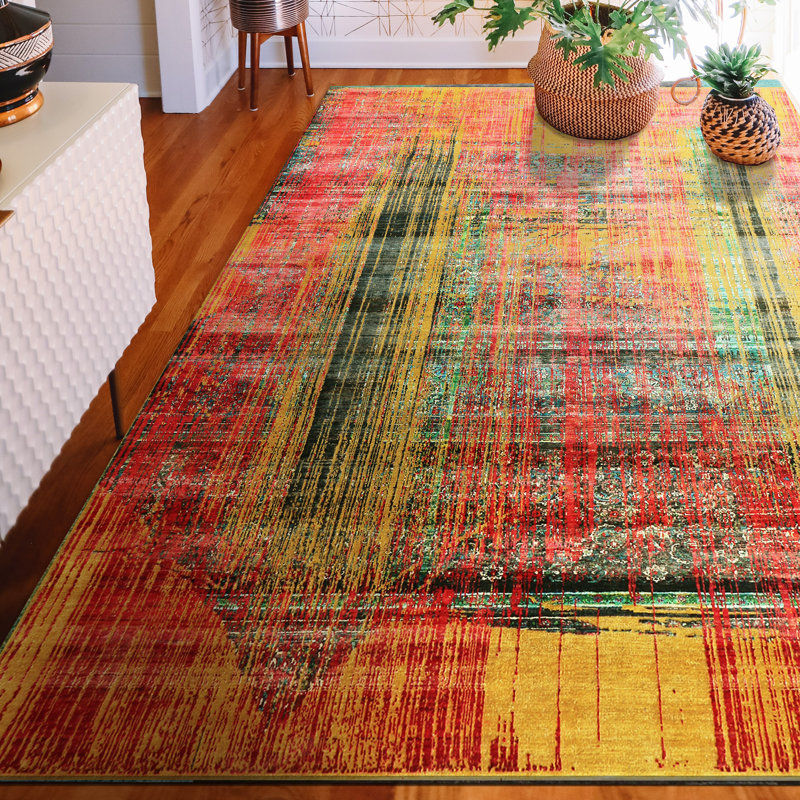 Tapis de grande qualitÃ©, nouÃ© Ã  la main, dans les tons dorÃ©s et rouges, Rectangle 6 pi x 9 pi