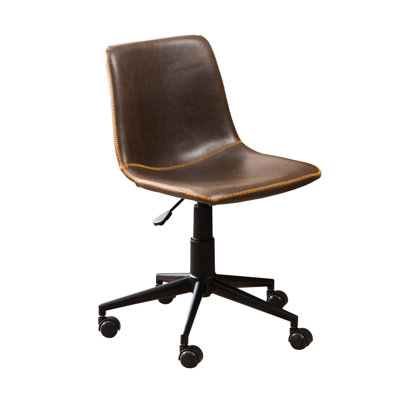 360 Swivel Air Lift Office Chair - Soft Upholstered Curved Seat For All Comfort. Matte Black Steel Frame. 5 Easy Movement. Comfort With Faux Leather U by Ebern Designs
