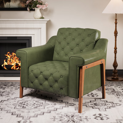 Cozy Accent Chair,pu Leather Modern Living Room Chairs,mid-century Office Reading Chair,single Sofa,armchair For Bedroom, Apartment,  Waiting Room(dark Blue,ivory ,orange,green ,brown)