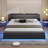 Led Bed Frame With Charging Ports And Headboard Modern Low Profile Platform Bed Frame With Led Lights Wave Like Curve Led Bed Frame,wood Slats Support,easy Assembly,black-561514468
