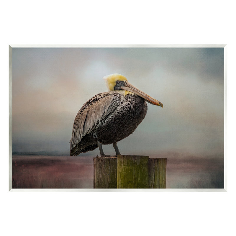 Art mural sur toile Pelican, H 13 po x l 19 po x P 0,5 po, Bois