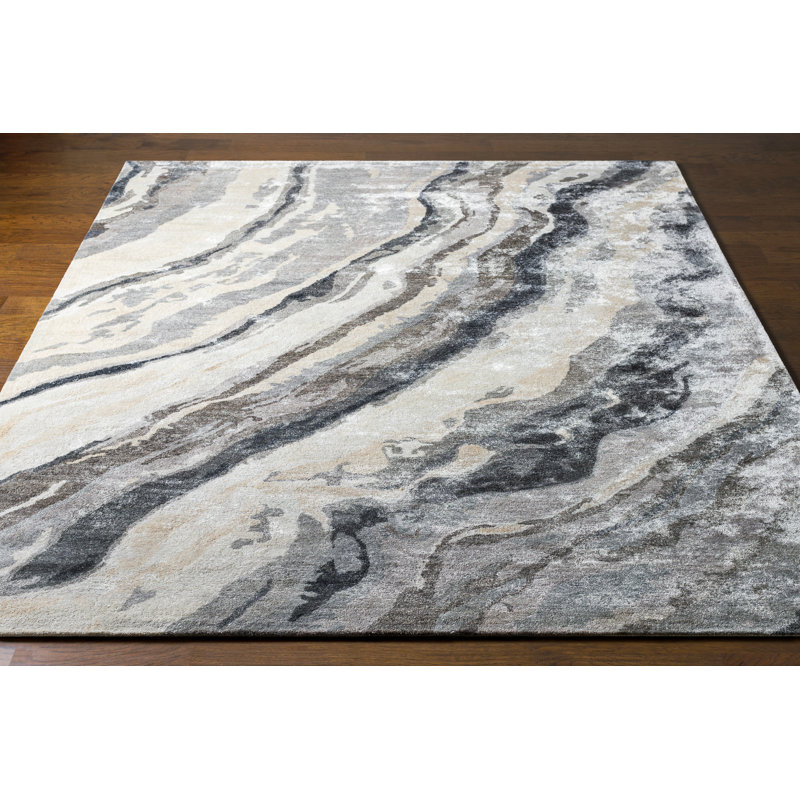 Tapis gris touffeté à la main Mcduffy, Rectangle 9 pi x 13 pi