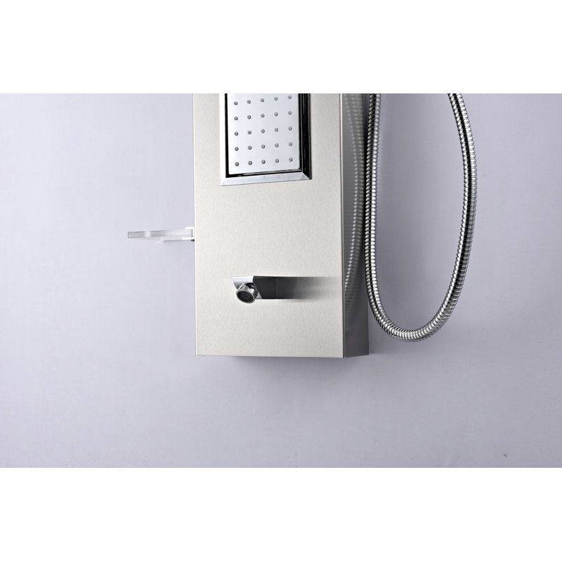 Field Series 58'' Brushed Steel Shower Panel with Body Jets