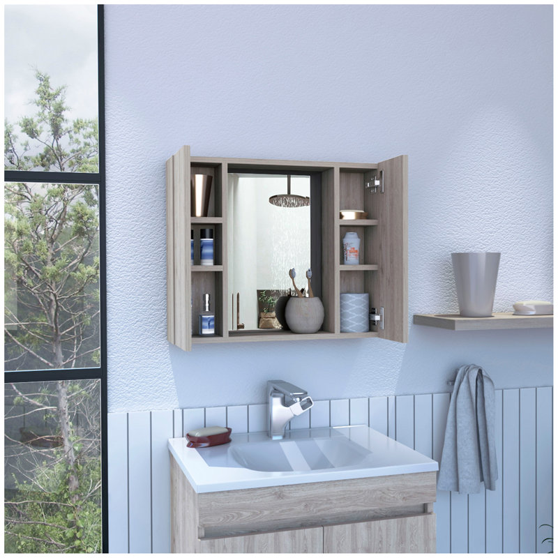 Wengue 1-Drawer Medicine Cabinet, Light Gray