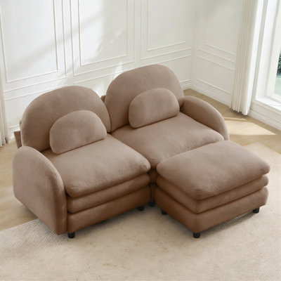 Cloud Couch L Shape Sofa  For Living Room, Teddy Fabric