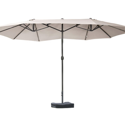 Parasol de patio de piscine 15 ', parasol rectangulaire en acier, abri de soleil à double face, manivelle sans effort, parasol de café 15', protection, manivelle facile,