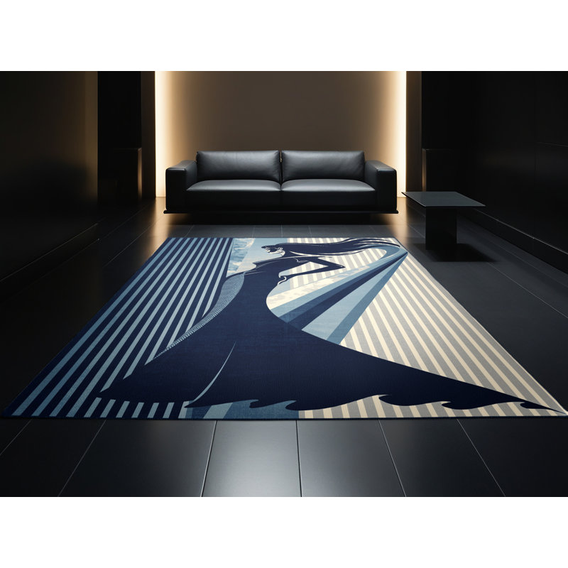 Tapis rayé gris moelleux Soft, 5 x 7