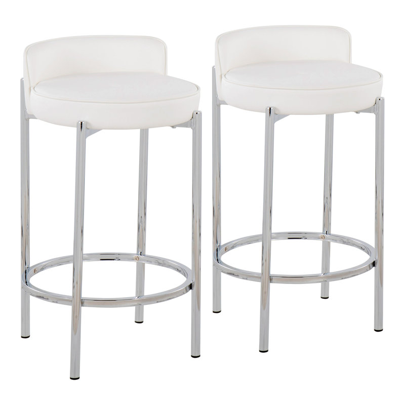 Johntae Upholstered Counter Stool, White, White