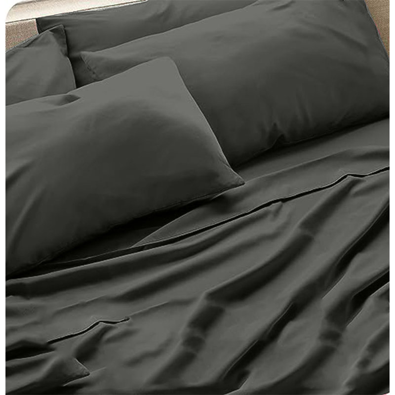 6-Piece Premium Deep Pockets Microfiber Sheet Set, Full, Dark Gray