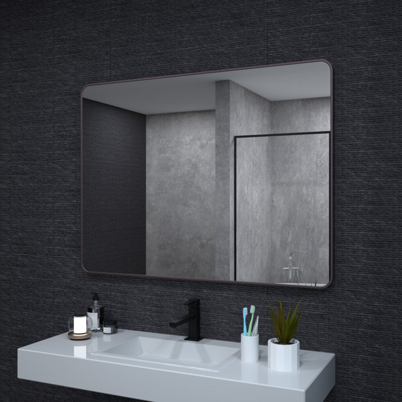 Miroir de salle de bain mural, Bronze frotté à l'huile, 36 pi x 48 po