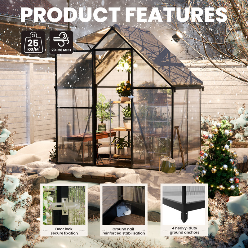 Polycarbonate Greenhouse, 6.4' H x 4' W x 6' D