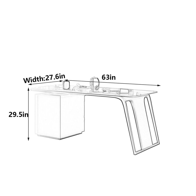 Sydney, H 29,5 po x l 63 po x P 27,6 po, Blanc / Doré