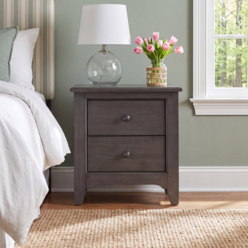 Mabank 24.01'' W Solid Wood Nightstand, Gray