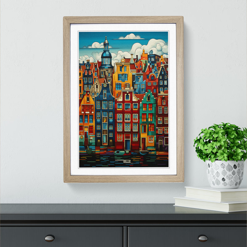 Amsterdam Geometric No.2 - Framed Print, Oak , 64cm H x 46cm W x 2cm D