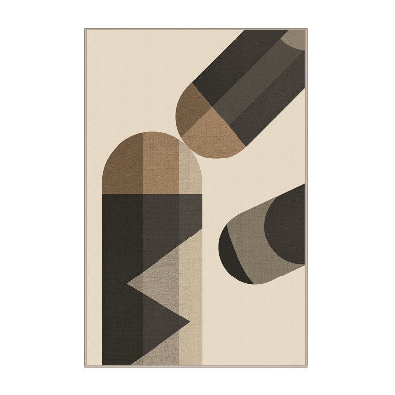 Tapis beige à motif géométrique lavable à la machine Ottwell Barrel Cactus, 2 pi x 3 pi