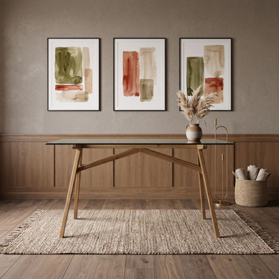 Wooden Computer Desk with Glass Tabletop