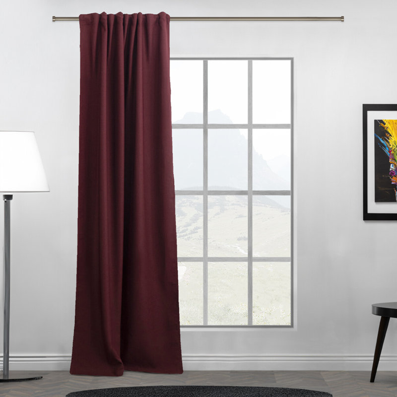 Room Darkening Single Curtain Panel, Dark Red, 130cm Width x 375cm Drop