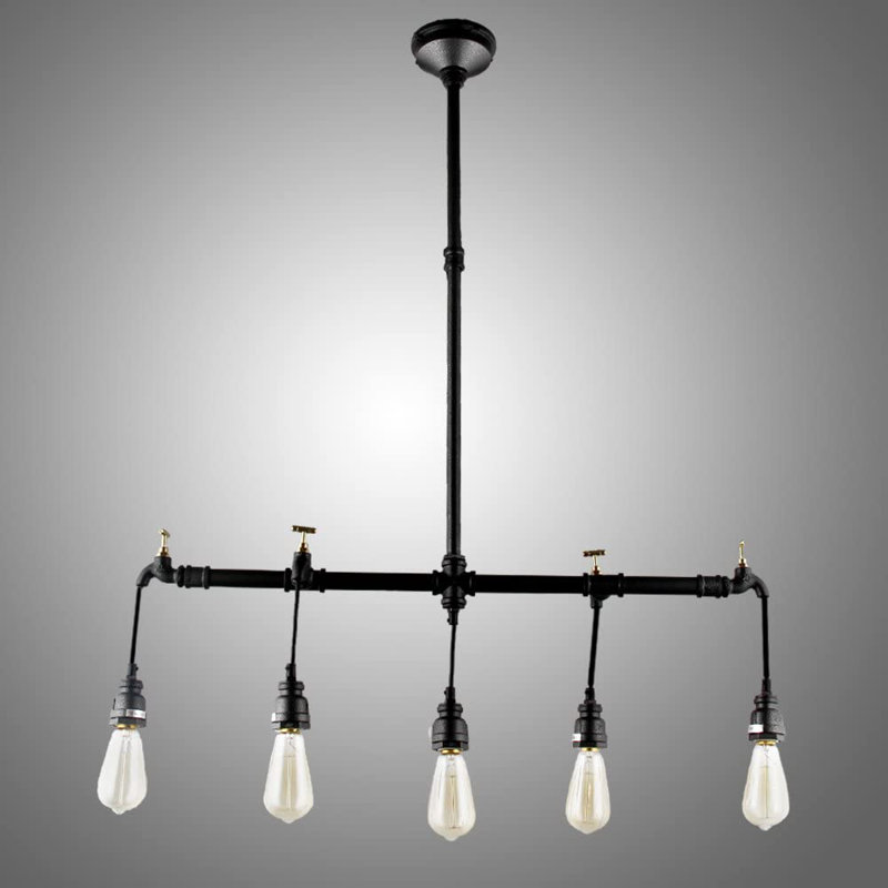 Luminaire suspendu linéaire à 5 lumières pour îlot de cuisine Dameron