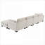 Canapés modulaires | Table de salle à manger en L moderne 130 po à 5 places pour siège double, table de chargement pliante, repose-pieds mobile | Chenille | Beige